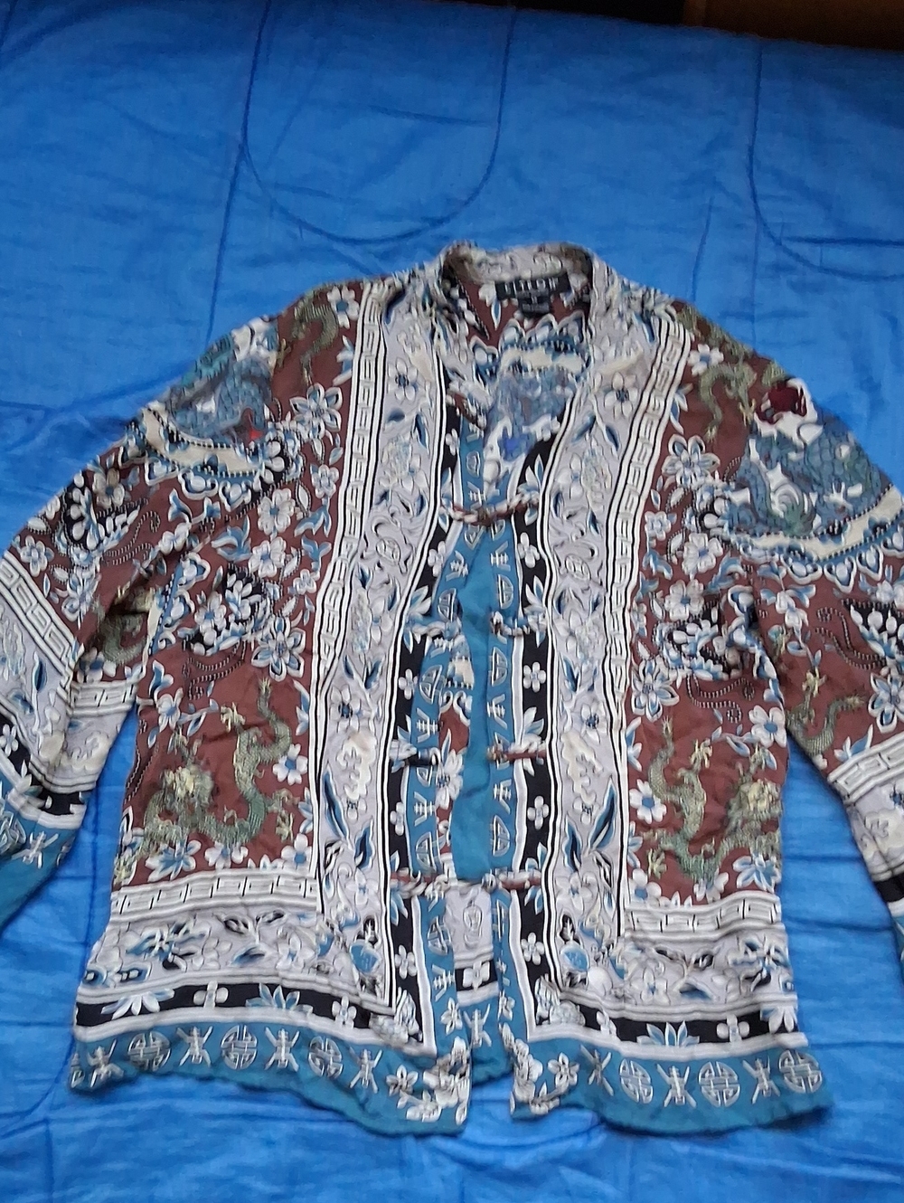 Citron Santa Monica Silk Toggle Button Blouse Medium